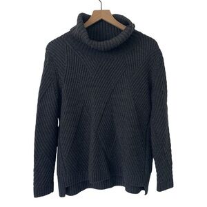 Rag Bone Merino Wool Sweater XXS Gray Ribbed Chunky Knit Cowl Neck Cozy Pullover